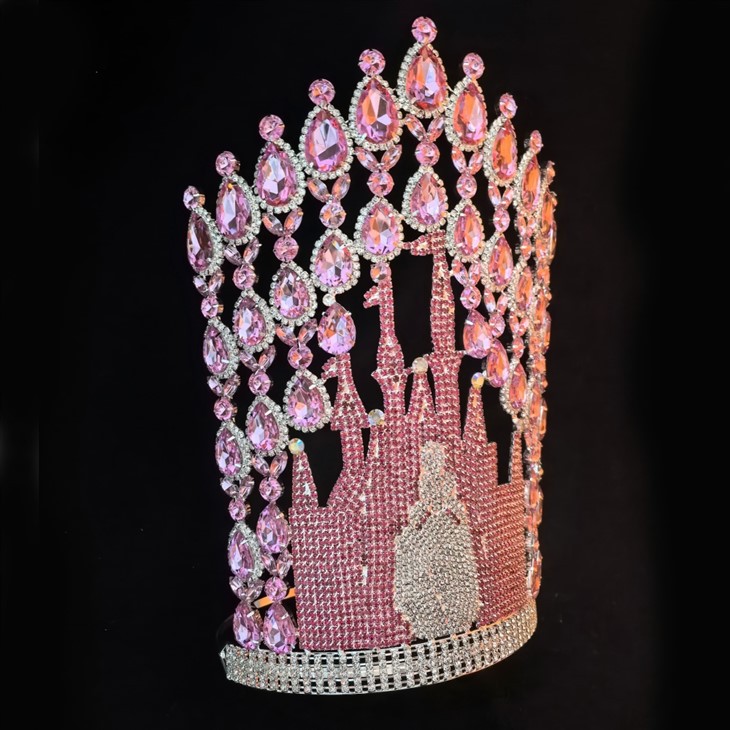 12 Inch Custom Rhinestone Pageant Tall Crowns Crystal Theme Adjust Large Tiara suppliers